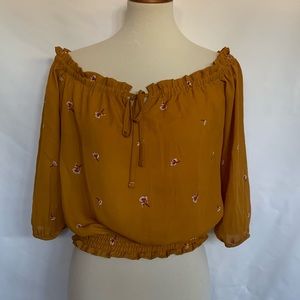 Papermoon Off-shoulder Dijon Floral Top sz. Large